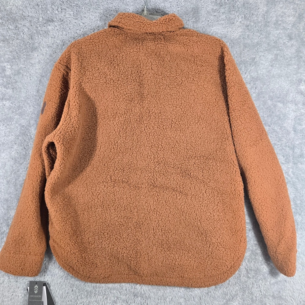 Free Country Women Copper Brown Teddy Fleece Medium Button Down Jacket New - Picture 2 of 7